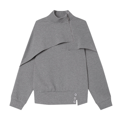 白鹿语美式立领拉链短款卫衣女