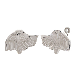 极简风金鱼尾设计耳钉女现代感纹理耳环蚊香盘耳夹度假风穿搭耳饰