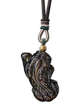 元旦圣诞节彩眼黑曜石貔貅吊坠一对情侣款转运珠挂件挂饰生日礼物