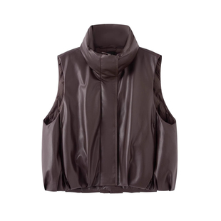 艾诺丝国内代购2025早冬季新款无袖皮衣外套羽绒服马甲女AR004146