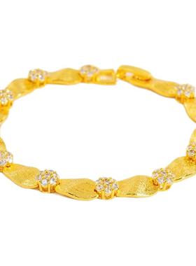 卡洛美拉丝花朵缎带手链女夏季新款复古新中式显白高颜值仿金手饰