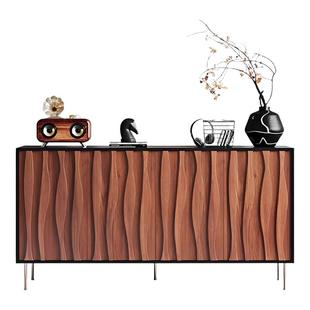 中古风餐边柜靠墙一体胡桃带抽储物柜家用置物柜玄关边柜落地柜