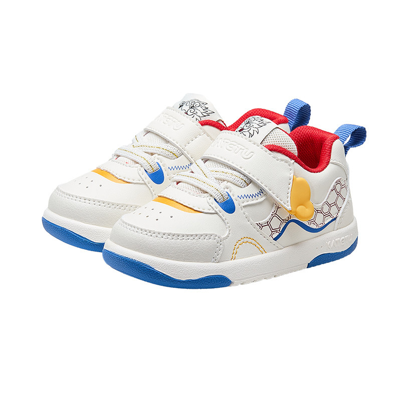 卡特兔童鞋2024新款宝宝皮面学步鞋男童软底机能鞋女童防滑小白鞋