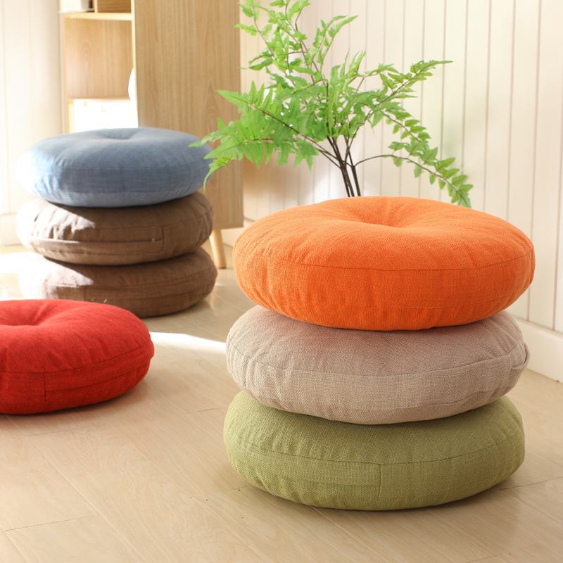 亚麻蒲团坐垫地上家用日式可拆洗加厚大号榻榻米垫子圆形懒人坐垫