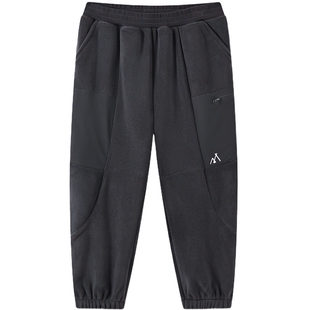 MQD男大童冬季新品户外露营登山运动加绒卫裤针织裤