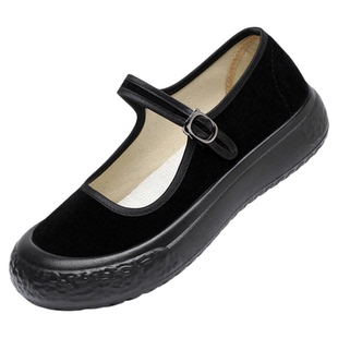 老北京布鞋女黑布鞋厚底工作鞋软底上班酒店礼仪舞蹈轻便妈妈鞋子