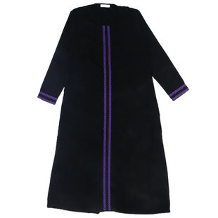 20新款女士连衣裙少数民族mu斯林服装纯色大码长袍绣花长裙修身棉