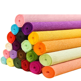 皱纹纸彩色手工花材料包花束立体花幼儿园小学生折做鲜花纹理纸叠花康乃馨玫瑰花绿粉黄红蓝花艺纸加厚邹纹纸