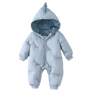 婴幼儿羽绒服冬季外出服抱衣90白鸭绒新生儿卡通恐龙男女宝宝连体