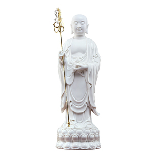 戴玉堂九华山立莲地藏王菩萨佛像家用供奉陶瓷地藏王菩萨立像摆件