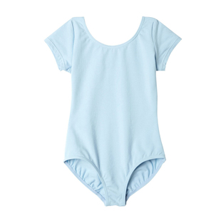 出口夏芭蕾儿童舞蹈练功服白色短袖连体服男女童形体服薄纯棉上衣