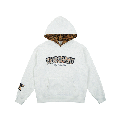 EU/EUSOUEU豹纹贴布绣兔毛卫衣