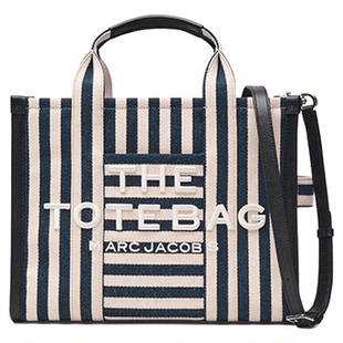 【七夕礼物】MARC JACOBS/莫杰 TOTE MJ 中号织物条纹设计托特包