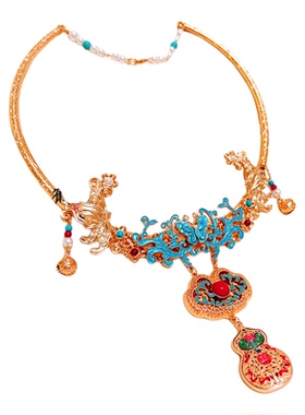 古风明制双蝶福寿葫芦锁铃铛项圈