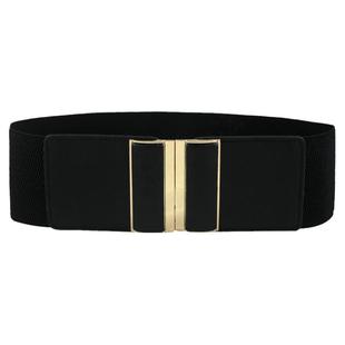 简约百搭松紧宽腰带女 时尚装饰配裙子 黑色弹力收腰大衣腰封外搭