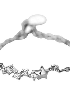 S925纯银星星戒指女小众设计高级感链条食指2025年新款潮时尚个性