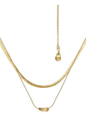 秦岚同款定格项链轻奢小众蛇骨链设计感配饰气质双层项链