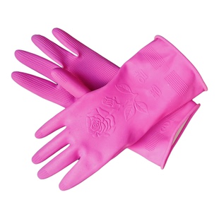 韩国明岩加厚天然乳胶手套防水防油家务洗碗耐用贴手橡胶手套