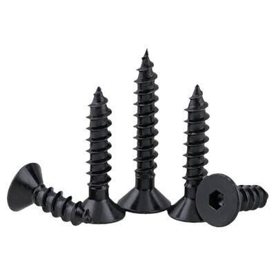 M3M4M5M6*x8x10x20x25x30mm加硬黑色沉头平头内六角自攻螺丝螺钉