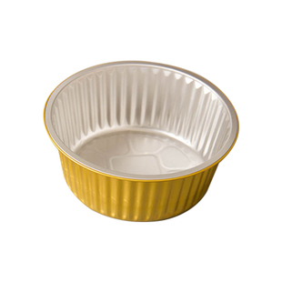 金色锡纸盒圆形外卖专用一次性铝箔餐盒打包盒商用【10套试用装】