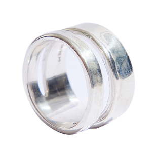 PetitQuatre原创设计双环宽边银戒指小众轻奢高级感男女情侣同款