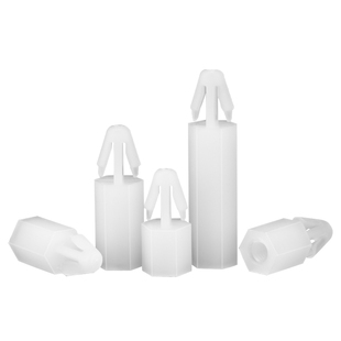 扣式六角尼龙柱推入式PC板间隔柱飞机头塑料隔离柱线路板垫高柱M3