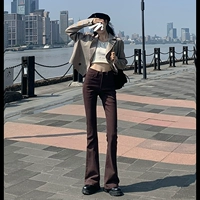 Кофейные длинные штаны