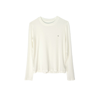 du家高定 小马天丝羊毛正肩长袖T恤女春季新款打底衫柔软圆领上衣