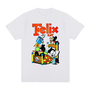 菲利克斯猫短袖T恤Felix小众卡通动漫古着VINTAGE涂鸦男女情侣Ins
