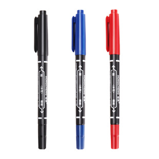 记号笔小双头勾线笔油性速干防水防油不掉色美术儿童幼儿园描边大头马克笔瓷砖工地专用粗细两头标记记号笔