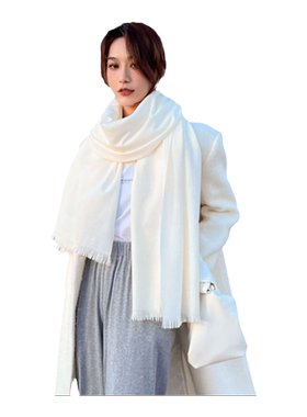 白色围巾女冬季高级感空调房披肩
