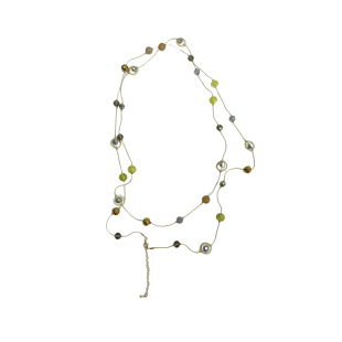 atmshop复古法式彩色珠珠长款多用项链vintage高级时髦叠戴毛衣链