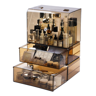 化妆品收纳盒桌面亚克力透明护肤品抽屉箱高级感梳妆台口红置物架