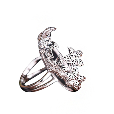 纯银镶嵌蜜蜡琥珀开口戒指托