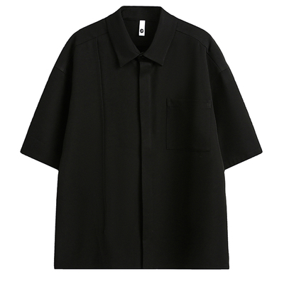 潮牌夏季纯色高级感短袖衬衫男女