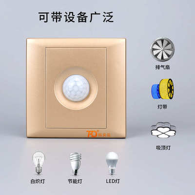 拓安达人体红外线感应开关智能延时开关 220VLED灯感应器楼道86型