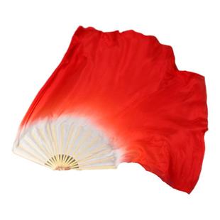 流年渐变色大红真丝秧歌扇古典舞跳舞扇加长绸扇考级表演扇子舞