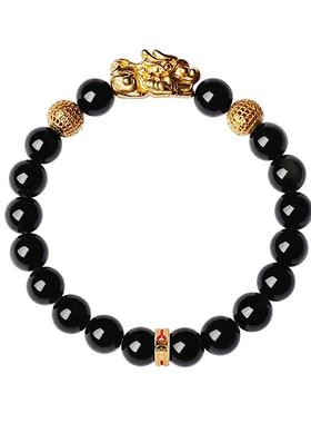 宫里上新正品天然黑曜石貔貅手串