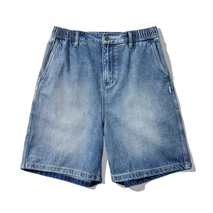 【断码特惠】RESTICK 日系复古水洗天丝牛仔五分短裤男夏季