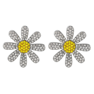 GD权志龙演唱会同款满钻向日葵雏菊s925银针耳钉轻奢高级男女耳环