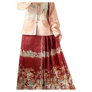 明制汉服女提花马面裙刺绣竖领对襟上袄琵琶袖春秋冬日常古风套装