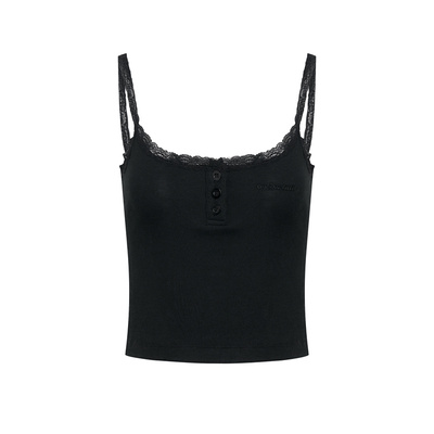 蕾丝花边半开门襟吊带背心