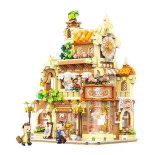 中国积木积乎inbrixx泰迪熊烘焙屋咖啡店街景熊本熊拼装玩具礼物