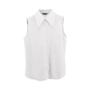大尖领无袖通勤纯色透气衬衫女款百搭打底职业衬衣背心新款假领子