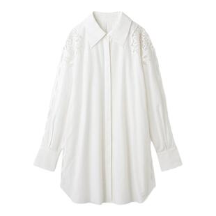 LILY BROWN春夏款 翻领甜酷蕾丝镂空衬衫连衣裙LWFO231258