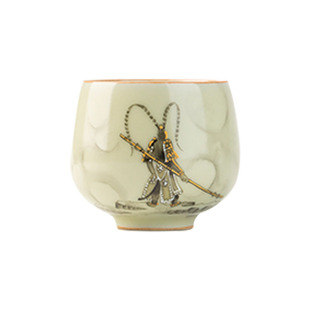 三勤堂秘色釉景德镇陶瓷黑神话悟空茶杯手绘主人杯个人专用品茗杯