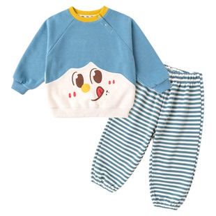 男童套装春季儿童卫衣新款女童条纹长裤洋气宝宝裤子春款男宝衣服