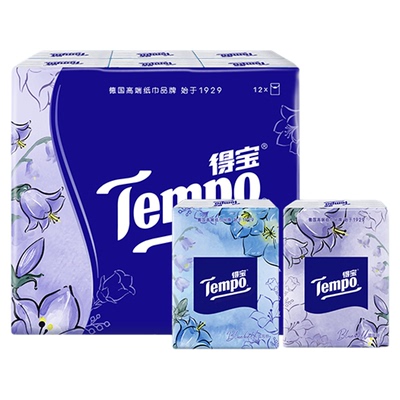 得宝手帕纸蓝风铃香印花12小包