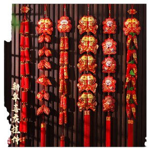 2026新年过年马年喜庆氛围挂件春节装饰中国结辣椒串鞭炮墙上挂饰