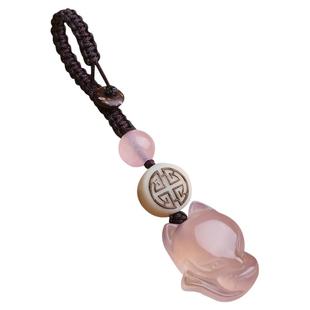 招桃花小狐狸手机链吊坠钥匙扣挂件玛瑙玉髓U盘挂坠女零钱包挂饰